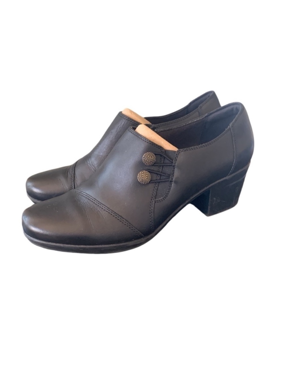 Clarks Emslie Warren Black Booties Side Zip Size 10